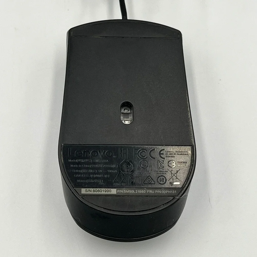 Lenovo EMS-537A Wired USB Optical Mouse Unisex OS Black Very Good Ergonomic